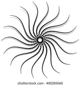 Dotted motif - Abstract radial dotted element, dotted motif on white