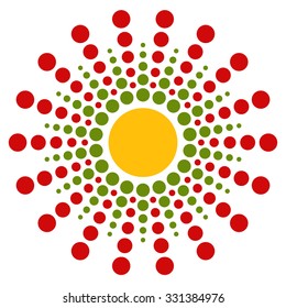 Dotted motif. Bursting, concentric circles element. Vector.