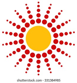 Dotted motif. Bursting, concentric circles element. Vector.