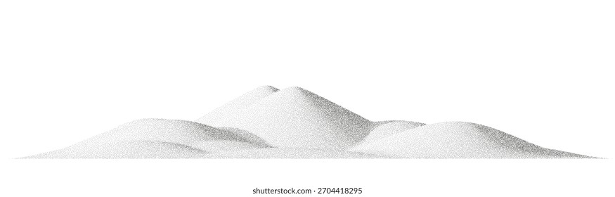 Forma de montanha pontilhada com sombreamento granulado e gradação suave. A textura de meio-tom cria uma silhueta de paisagem retrô mínima