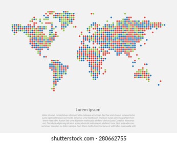 Dotted multicolor world map on light background vector