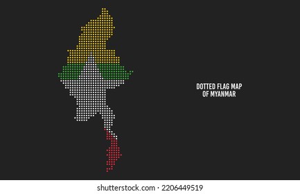 Dotted myanmar flag map vector illustration