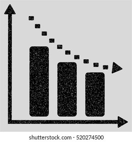 Dotted Negative Trend grainy textured icon for overlay watermark stamps. Flat symbol with dust texture. Dotted vector black ink rubber seal stamp with grunge design on a light gray background.