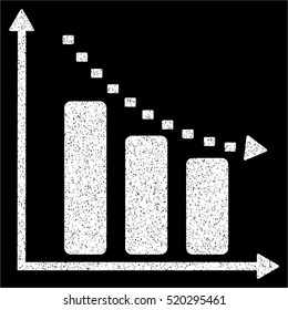 Dotted Negative Trend grainy textured icon for overlay watermark stamps. Flat symbol with dirty texture. Dotted vector white ink rubber seal stamp with grunge design on a black background.