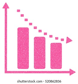 Dotted Negative Trend grainy textured icon for overlay watermark stamps. Flat symbol with dust texture. Dotted vector pink ink rubber seal stamp with grunge design on a white background.