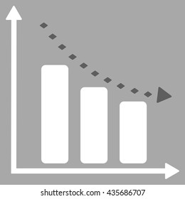 Dotted Negative Trend vector toolbar icon. Style is bicolor flat icon symbol, dark gray and white colors, silver background, rhombus dots.