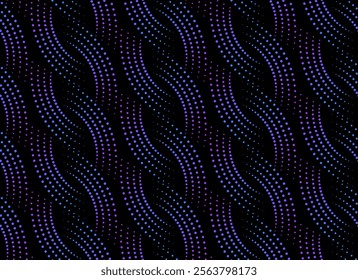 Dotted neon wave diagonal line pattern.