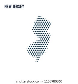 Dotted New Jersey map isolated on white background.