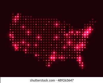 Dotted night map United States of America