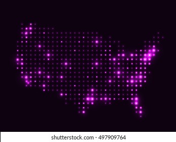 Dotted night map United States of America