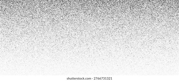 Dotted noise sand texture. Stippled grain gradient background. Fading grunge dust grit overlay. Black sprayed surface. Halftone speckles, particles or specks wallpaper. Vector rough gritty backdrop