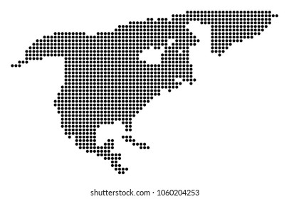 Dotted North America Map. Vector mosaic of North America Map combined of circle dots. Vector geographic map.
