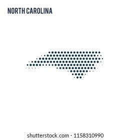 Dotted North Carolina map isolated on white background.