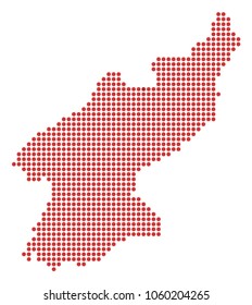 Dotted North Korea Map. Vector pattern of North Korea Map composed of round dots. Vector geographic map.
