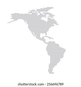 Dotted North And South America Map Background Vector.