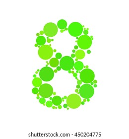 Dotted number 8. Circle fill effect. Vector illustration.