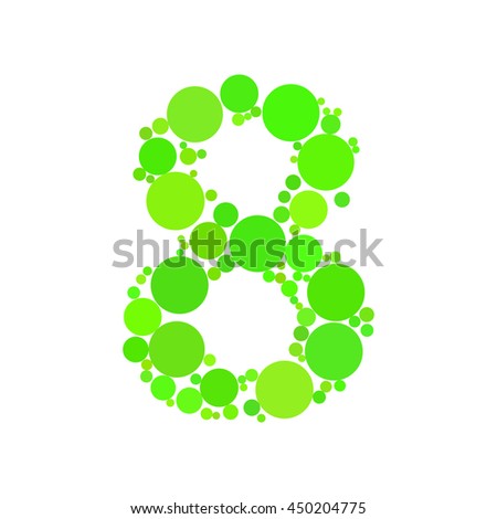 Dotted number 8. Circle fill effect. Vector illustration.