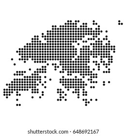 Dotted original map of district of Hong Kong. Vector illustration.