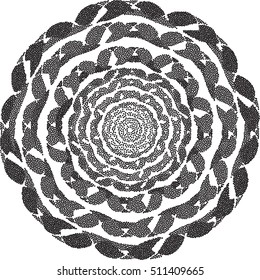 Dotted ornament in circle. Vector illustration.