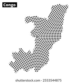 The dotted outline of Congo highlights the country's shape and geographical layout, emphasizing its unique contours and features.