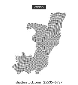 The dotted outline of Congo highlights the country's shape and geographical layout, emphasizing its unique contours and features.