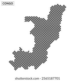 The dotted outline of Congo highlights the country's shape and geographical layout, emphasizing its unique contours and features.