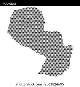 A dotted outline displays the shape of Paraguay, emphasizing its geographical features and borders on a plain background.