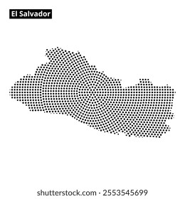 A dotted outline of El Salvador showcases the country's unique shape and geographic features distinctly.