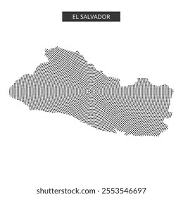 A dotted outline of El Salvador showcases the country's unique shape and geographic features distinctly.