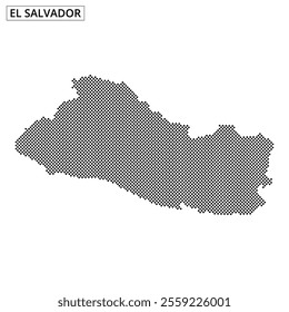 A dotted outline of El Salvador showcases the country's unique shape and geographic features distinctly.