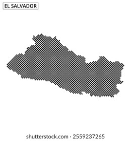 A dotted outline of El Salvador showcases the country's unique shape and geographic features distinctly.