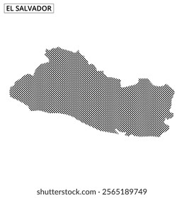 A dotted outline of El Salvador showcases the country's unique shape and geographic features distinctly.