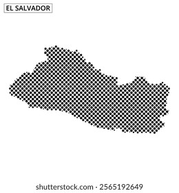 A dotted outline of El Salvador showcases the country's unique shape and geographic features distinctly.