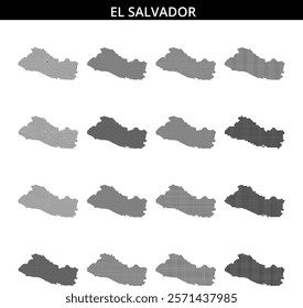 A dotted outline of El Salvador showcases the country's unique shape and geographic features distinctly.