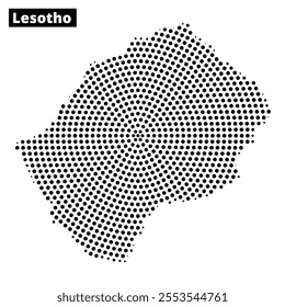 Dotted outline of Lesotho shows geographical features overlaid on a simple map design.