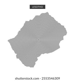 Dotted outline of Lesotho shows geographical features overlaid on a simple map design.