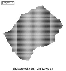 Dotted outline of Lesotho shows geographical features overlaid on a simple map design.