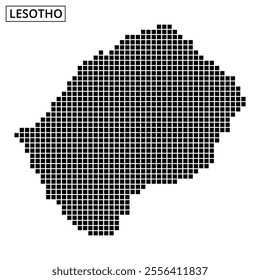 Dotted outline of Lesotho shows geographical features overlaid on a simple map design.