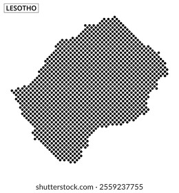 Dotted outline of Lesotho shows geographical features overlaid on a simple map design.