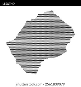 Dotted outline of Lesotho shows geographical features overlaid on a simple map design.