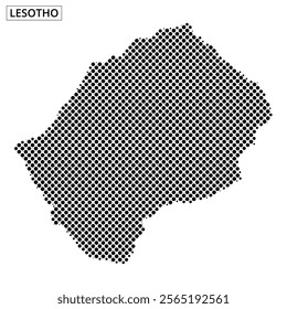 Dotted outline of Lesotho shows geographical features overlaid on a simple map design.