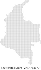 Un mapa de contorno punteado de Colombia sobre un fondo blanco
