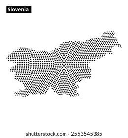 Dotted outline representation of Slovenia created on a light background, emphasizing the country's shape and geographic features.