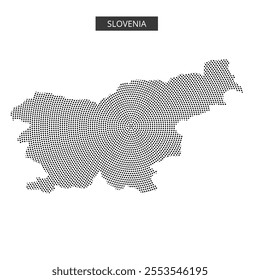 Dotted outline representation of Slovenia created on a light background, emphasizing the country's shape and geographic features.