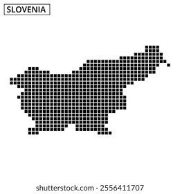 Dotted outline representation of Slovenia created on a light background, emphasizing the country's shape and geographic features.