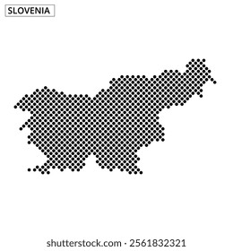 Dotted outline representation of Slovenia created on a light background, emphasizing the country's shape and geographic features.