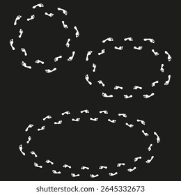 Dotted oval shapes. Dashed ellipse pattern. Vector outline design. White dash lines.