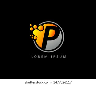 Dotted P Letter Logo. P Letter Design with dot shape ,perfect for modern technology, network, software and science brand.