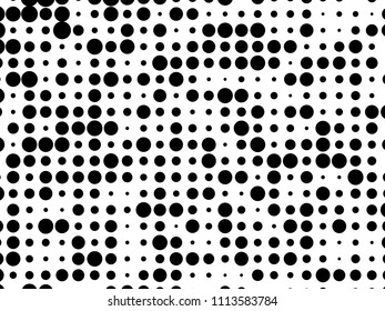 Dotted pannel with circles, dots, point different size, scale. Halftone pattern. Design element for web banners, posters, cards, wallpapers, sites, panels. Black and white color 