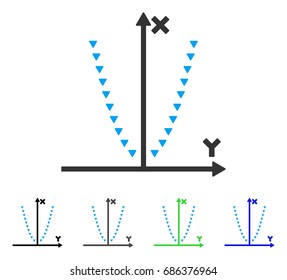 Dotted Parabola Plot flat vector pictogram. Colored dotted parabola plot gray, black, blue, green icon versions. Flat icon style for graphic design.